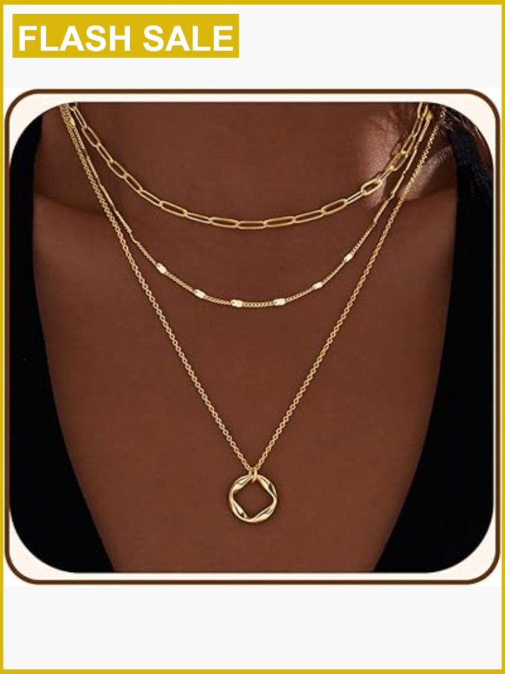 Stackable Layered Necklace Set, 14K Gold Plated Paperclip Chain, Adjustable